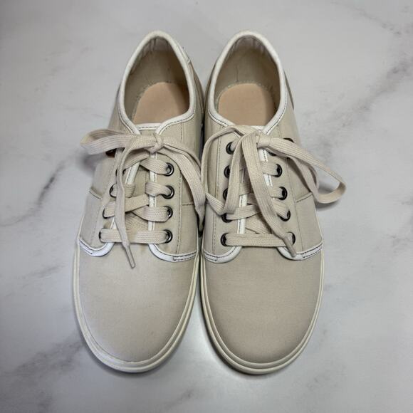 Taos Women’s Super Soul Sneaker Size 8 Natural Distressed Canvas Shoe No Insoles - Picture 2 of 12